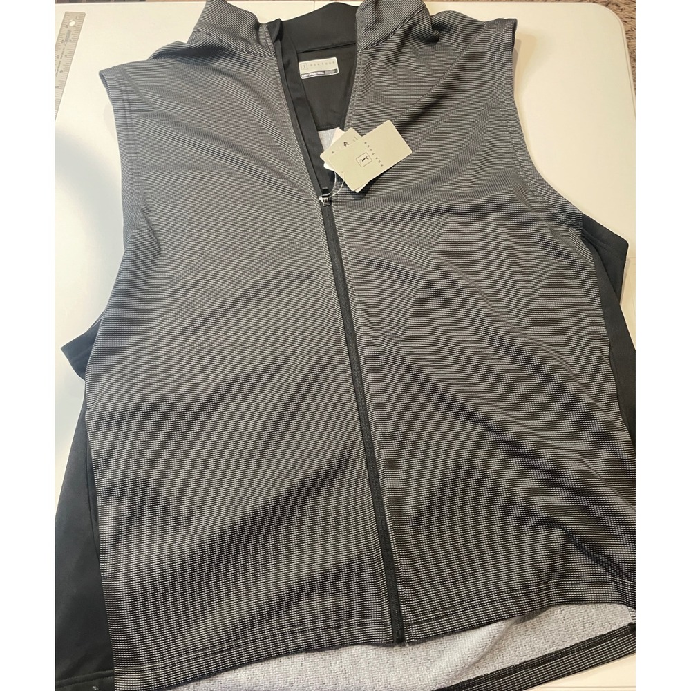 PGA TOUR Mens 3XLT Thermal Golf Vest Full Zip Sleeveless Jacket Black Stripe NEW